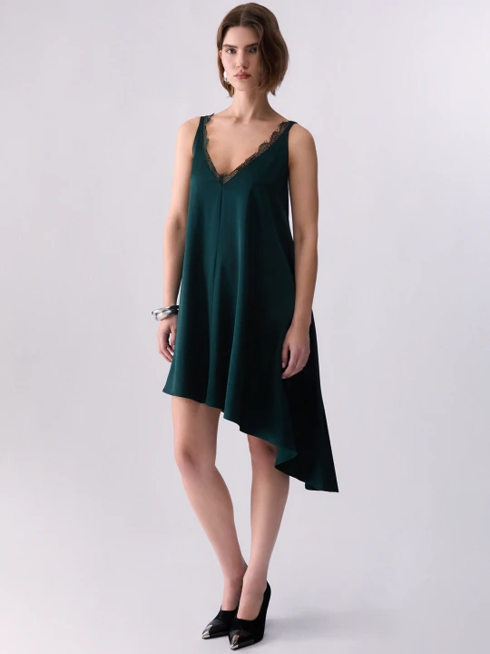 Zdjęcie produktu Liu Jo Asymmetric Satin Dress Dark Green