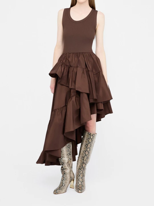 Zdjęcie produktu Liu Jo Asymmetrical Dress With Flounced Detailing Dark Brown