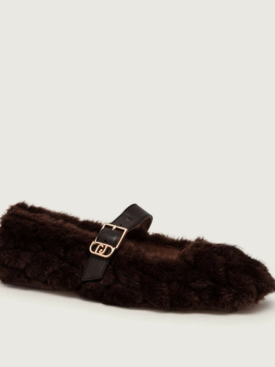 Zdjęcie produktu Liu Jo Baleriny Brigitte 11 Mary Jane | shearling | z dodatkiem skóry brązowy
