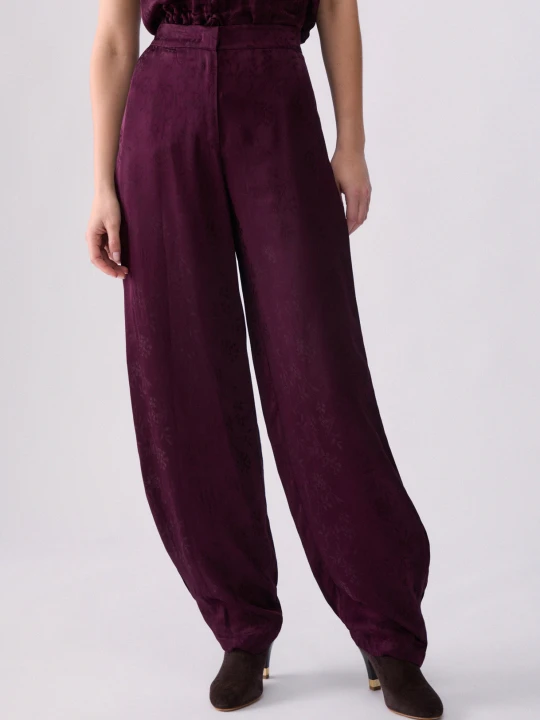 Zdjęcie produktu Liu Jo Balloon Trousers In Jacquard Satin Aubergine