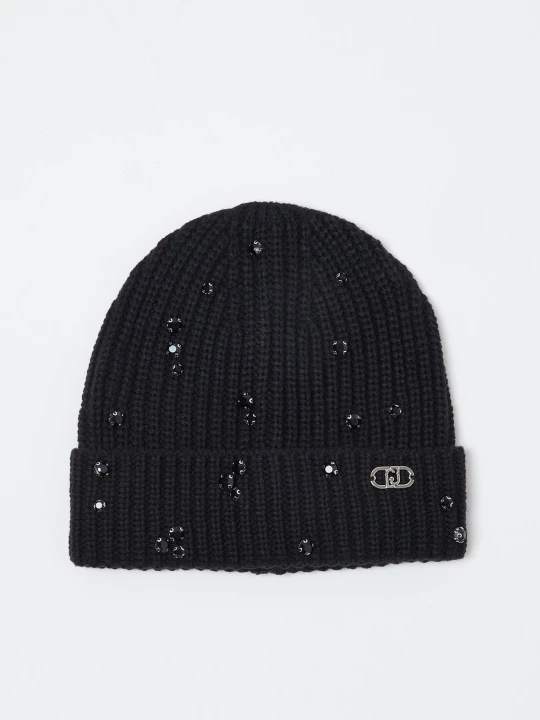 Zdjęcie produktu Liu Jo Beanie Hat With Rhinestones And Pearls czarny