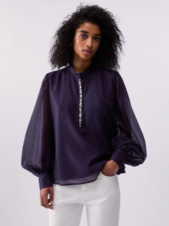 Zdjęcie produktu Liu Jo Blouse With Jewel Embroidery Dark Purple