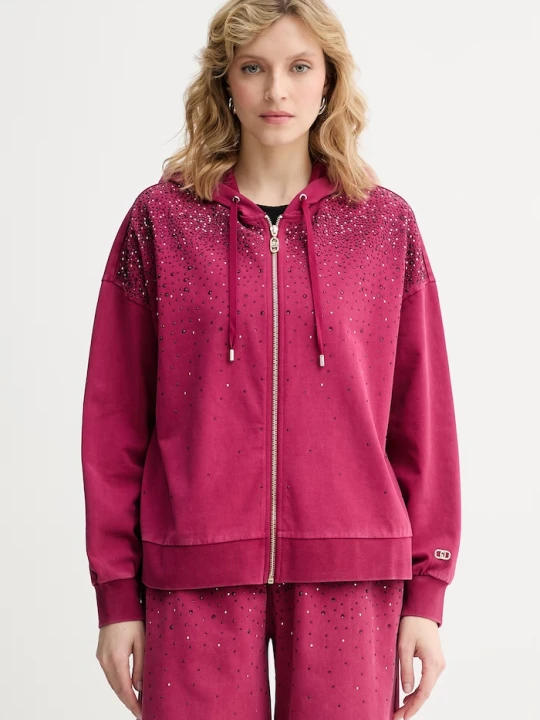 Zdjęcie produktu Liu Jo bluza z kapturem damska bawełniana różowy