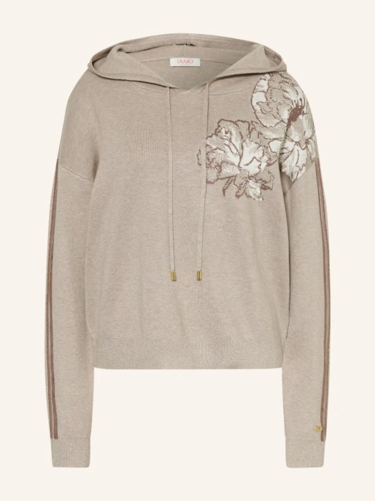 Zdjęcie produktu Liu Jo Bluza Z Kapturem Z Dzianiny Z Kamieniami Ozdobnymi I Błyszczącą Przędzą braun brązowy