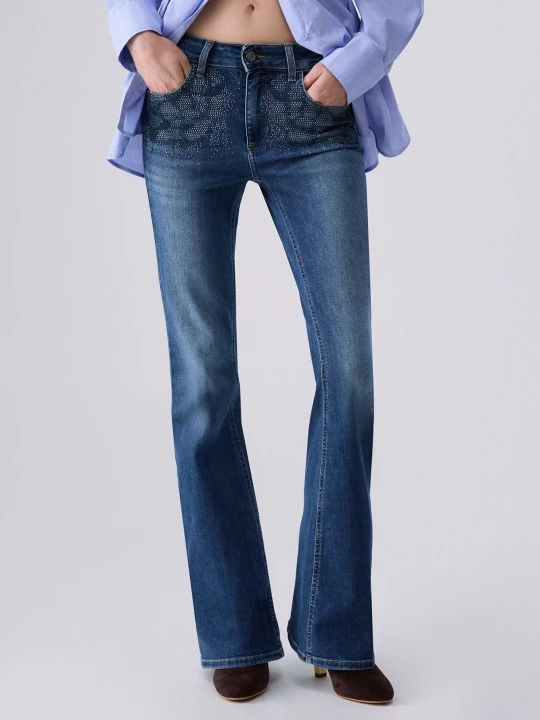 Zdjęcie produktu Liu Jo Bootcut Jeans With Rhinestones Blue Denim
