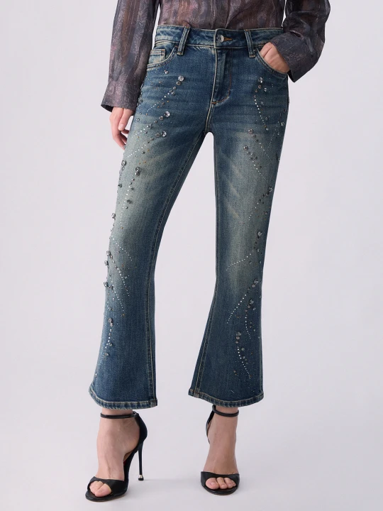 Zdjęcie produktu Liu Jo Bootcut Jeans With Rhinestones Blue Denim