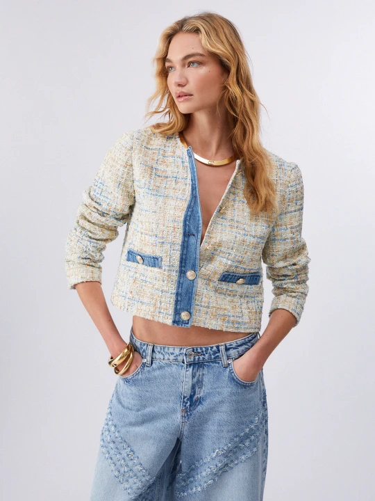Zdjęcie produktu Liu Jo Bouclé Jacket With Denim Details Dark Blue Denim