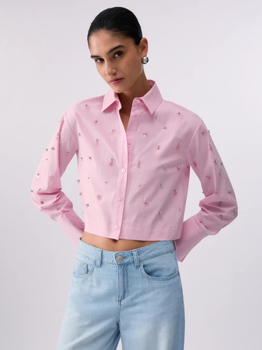 Zdjęcie produktu Liu Jo Boxy Shirt With Bejewelled Embellishment Powder Pink
