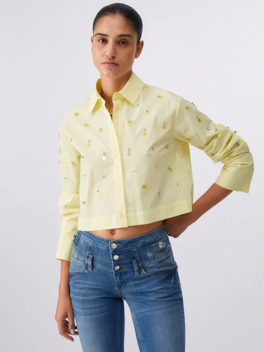 Zdjęcie produktu Liu Jo Boxy Shirt With Bejewelled Embellishment żółty