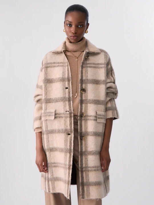 Zdjęcie produktu Liu Jo Coat Jacquard In Knit Brushed beżowy