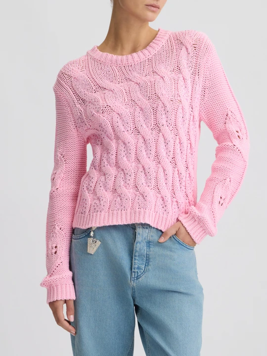 Zdjęcie produktu Liu Jo Cable-knit Jumper With Rhinestones różowy
