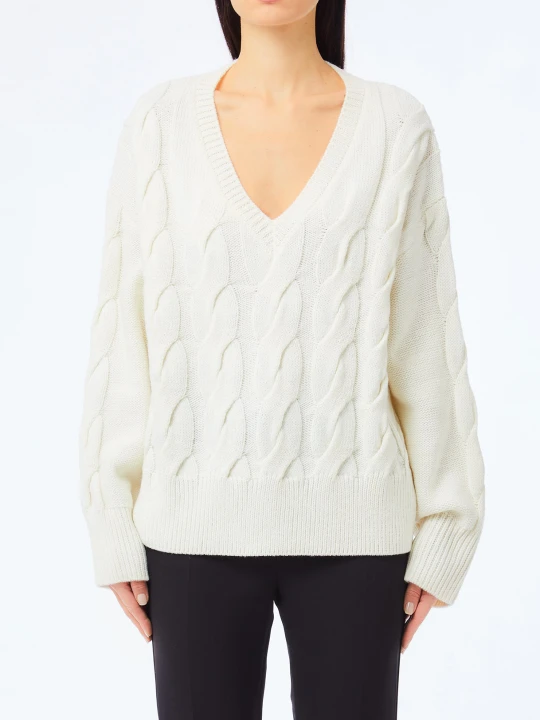 Zdjęcie produktu Liu Jo Cable Knit Wool Sweater biały