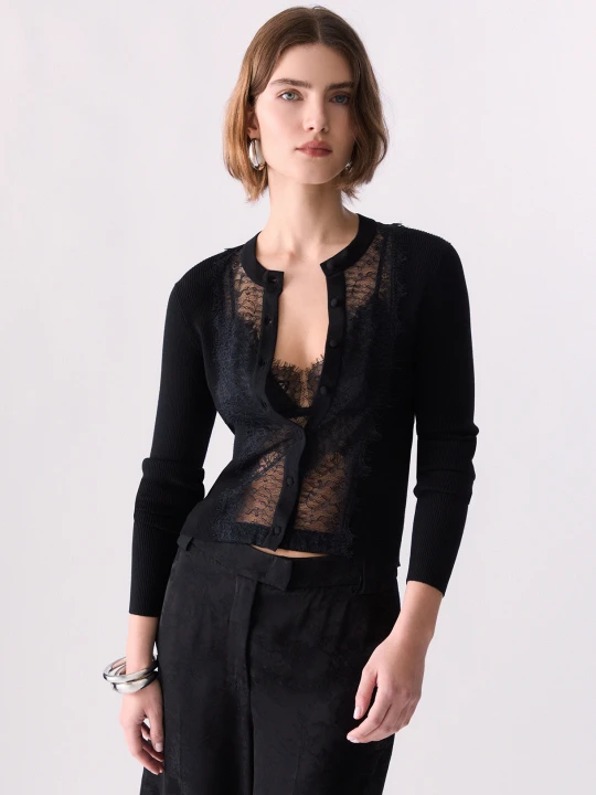 Zdjęcie produktu Liu Jo Cardigan With Lace Insert czarny