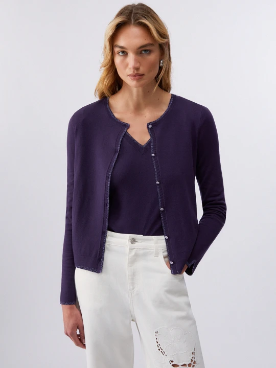 Zdjęcie produktu Liu Jo Cardigan With Slits Dark Purple