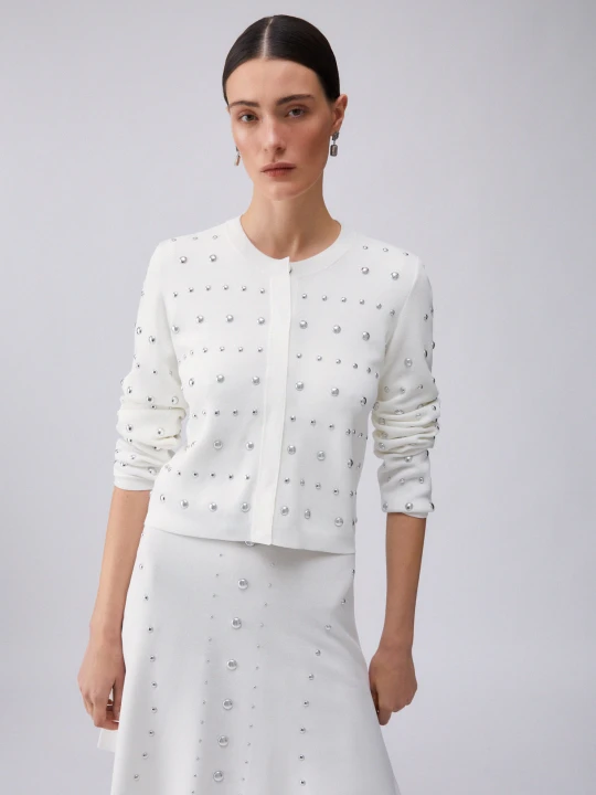 Zdjęcie produktu Liu Jo Cardigan With Studs White Wool