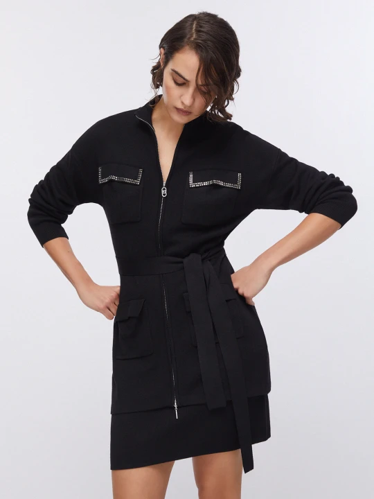 Zdjęcie produktu Liu Jo Cardigan With Zip And Belt czarny