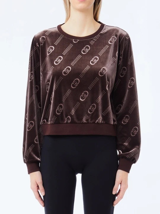 Zdjęcie produktu Liu Jo Chenille Sweatshirt With Logo Chocolate