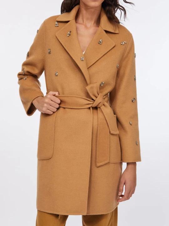 Zdjęcie produktu Liu Jo Coat In Wool With Jewel Embroidery Sand