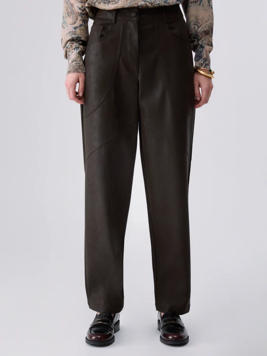 Zdjęcie produktu Liu Jo Coated Fabric Baggy Pants Dark Brown
