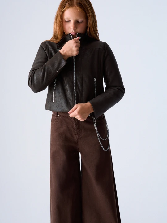 Zdjęcie produktu Liu Jo Coated Fabric Biker Jacket Dark Brown