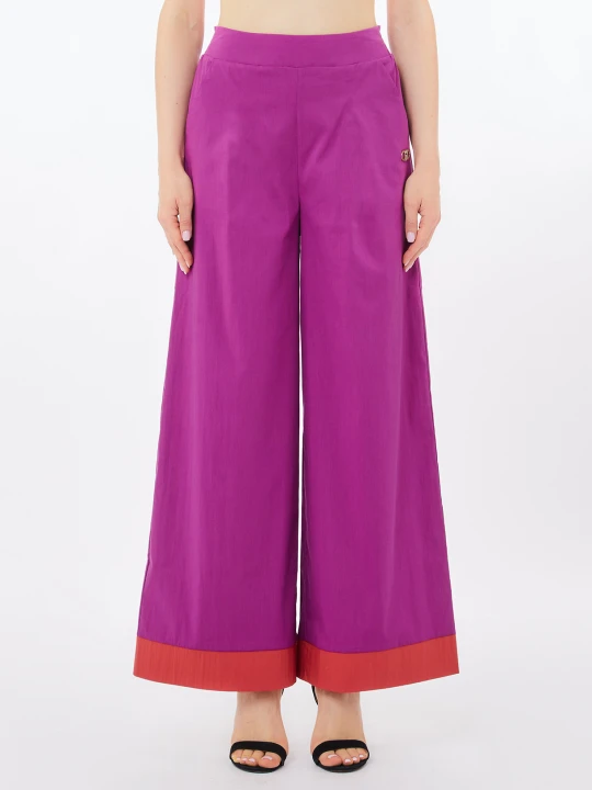 Zdjęcie produktu Liu Jo Cotton Palazzo Trousers purpurowy