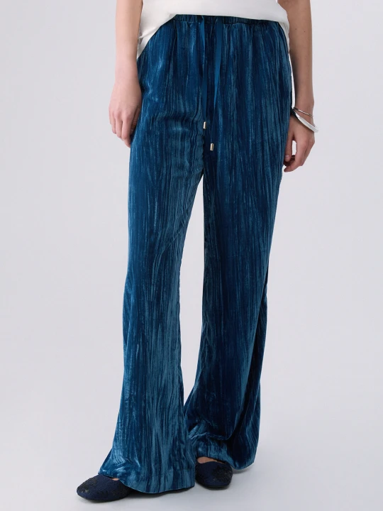 Zdjęcie produktu Liu Jo Trousers In Velvet Crinkle niebieski