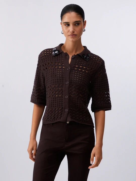 Zdjęcie produktu Liu Jo Crochet Cardigan Dark Brown