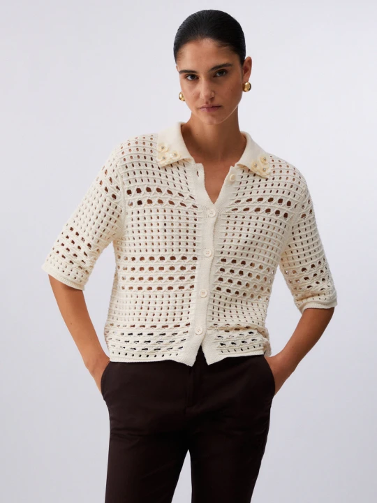 Zdjęcie produktu Liu Jo Crochet Cardigan White Wool