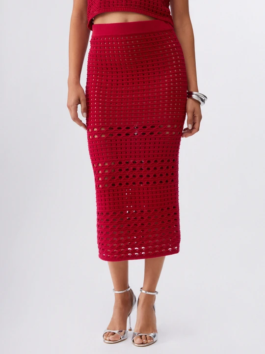 Zdjęcie produktu Liu Jo Crochet Midi Skirt czerwony