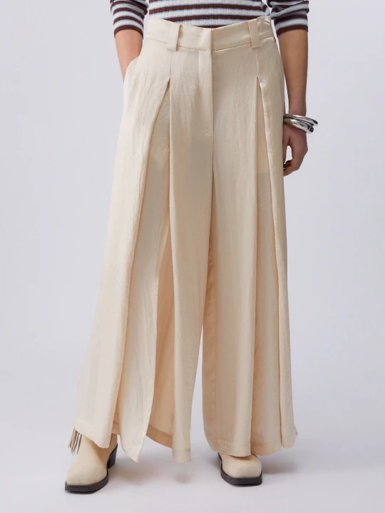 Zdjęcie produktu Liu Jo Cropped Satin Trousers With Slits biały