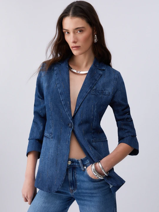 Zdjęcie produktu Liu Jo Denim Blazer With Rhinestones Blue Denim