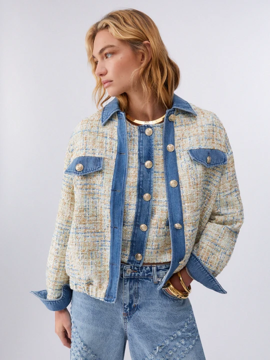Zdjęcie produktu Liu Jo Denim Jacket With Bouclé Details Dark Blue Denim