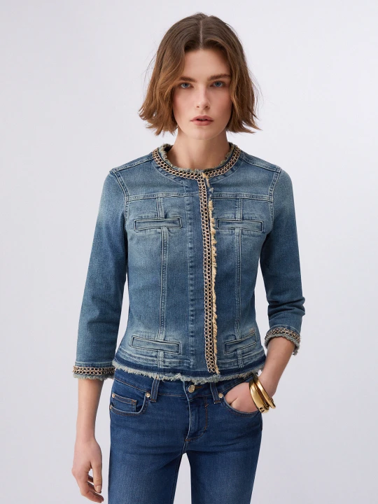 Zdjęcie produktu Liu Jo Denim Jacket With Jewel Chains Blue Denim