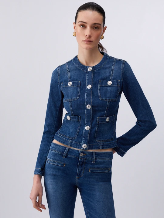 Zdjęcie produktu Liu Jo Denim Jacket With Logo Buttons Dark Blue Denim