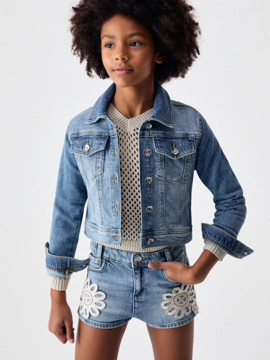 Zdjęcie produktu Liu Jo Denim Jacket With Macramé Embroidery Blue Denim