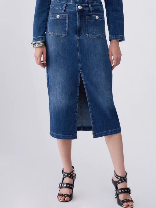 Zdjęcie produktu Liu Jo Denim Midi Skirt Dark Blue Denim