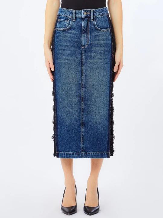 Zdjęcie produktu Liu Jo Denim Midi Skirt With Lace Blue Denim