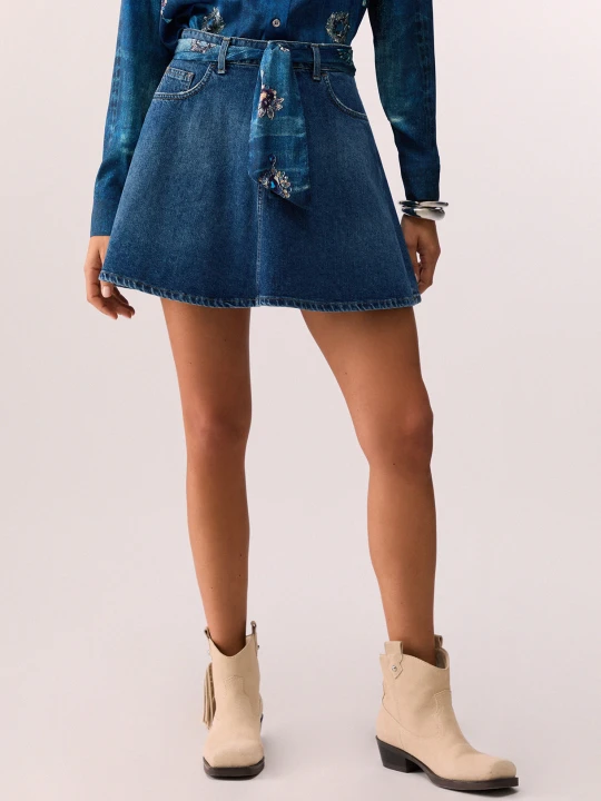 Zdjęcie produktu Liu Jo Denim Miniskirt With Foulard Blue Denim