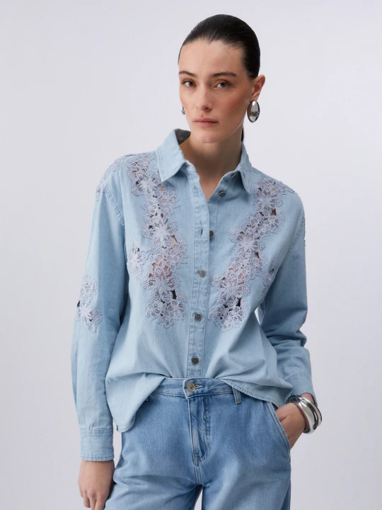Zdjęcie produktu Liu Jo Denim Shirt With Lace Light Denim