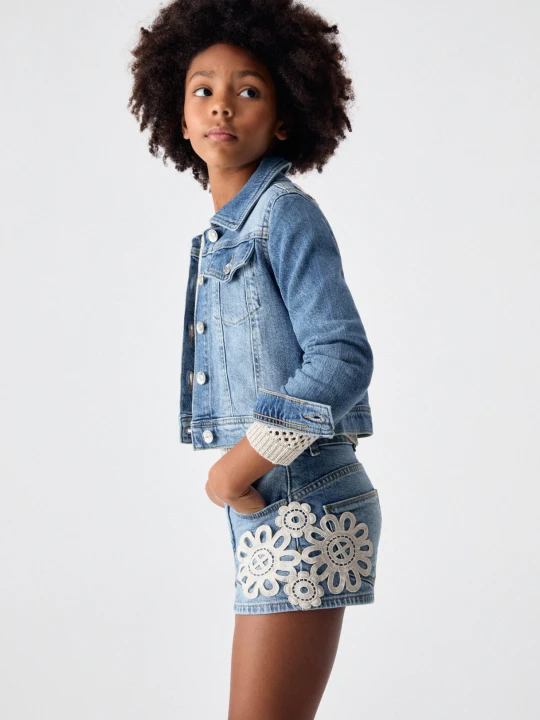 Zdjęcie produktu Liu Jo Denim Shorts With Macramé Embroidery Blue Denim