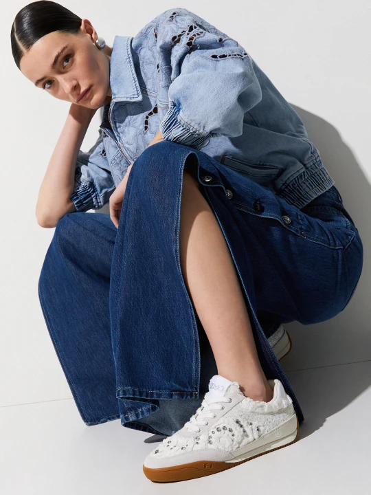 Zdjęcie produktu Liu Jo Denim Sneakers With Jewel Stones biały