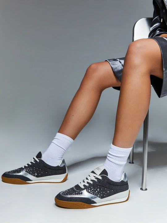 Zdjęcie produktu Liu Jo Denim Sneakers With Jewel Stones szary
