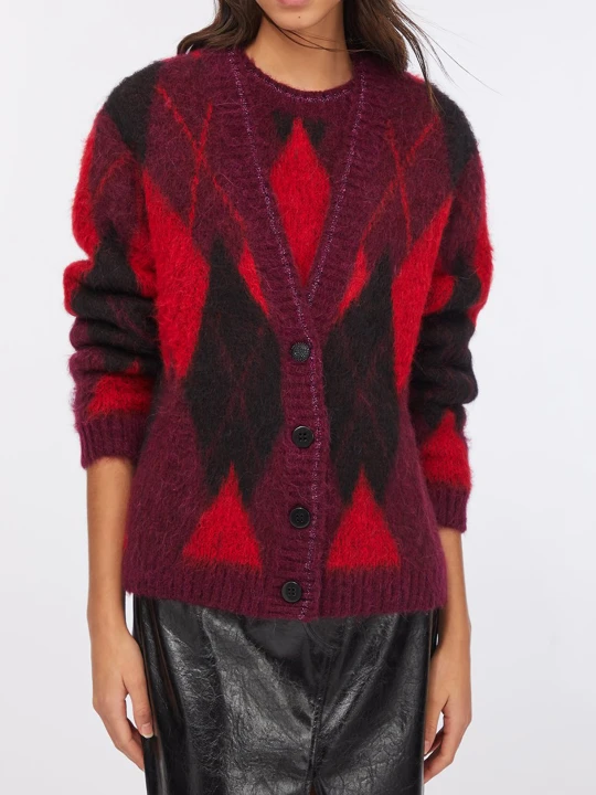 Zdjęcie produktu Liu Jo Diamond-patterned Wool And Alpaca Cardigan czerwony