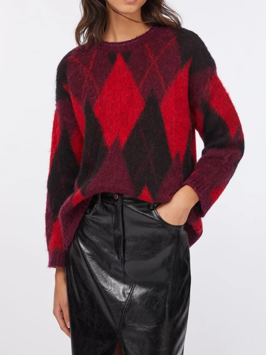 Zdjęcie produktu Liu Jo Diamond-patterned Wool And Alpaca Jumper czerwony