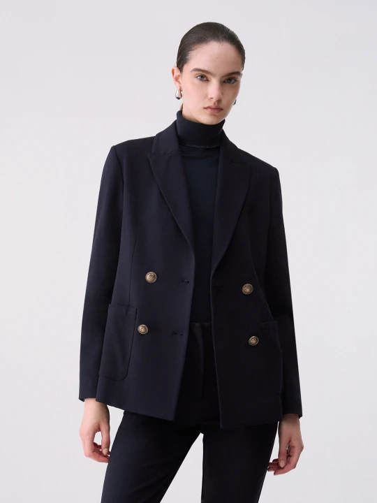 Zdjęcie produktu Liu Jo Double-breasted Jacket In Milano Stitch Dark Blue