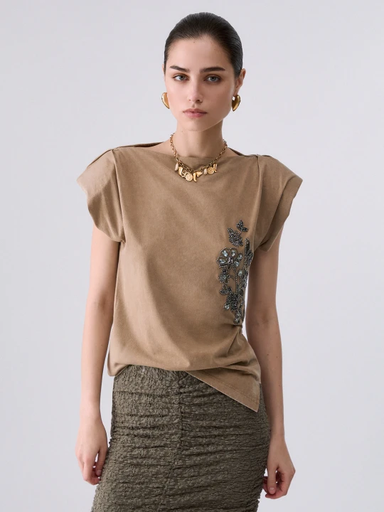 Zdjęcie produktu Liu Jo Embroidered Jersey Top beżowy