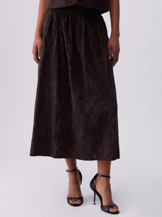 Zdjęcie produktu Liu Jo Embroidered Muslin Skirt Dark Brown