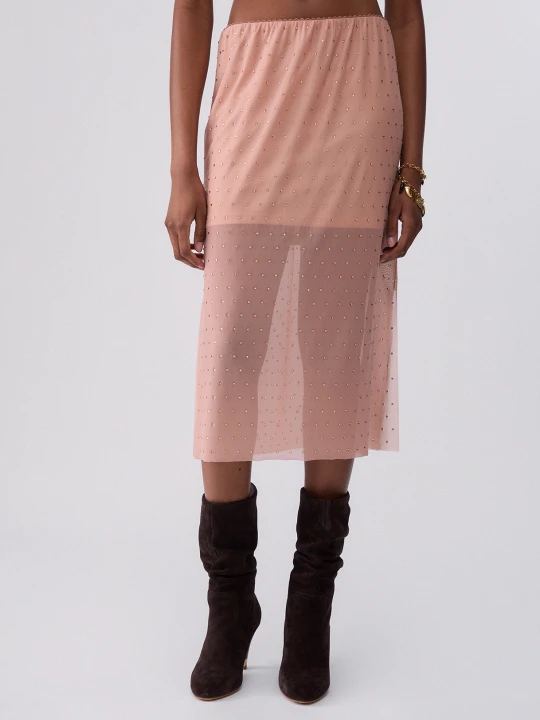 Zdjęcie produktu Liu Jo Embroidered Tulle Midi Skirt Nude