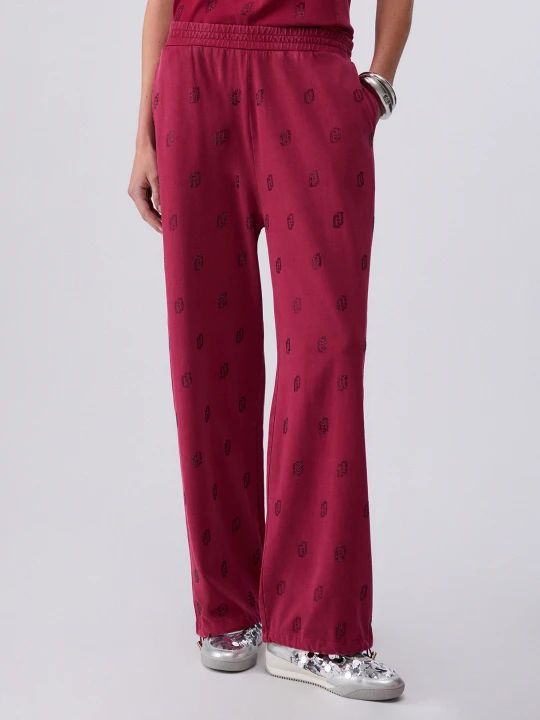 Zdjęcie produktu Liu Jo Faded Jersey Trousers With Rhinestones czerwony