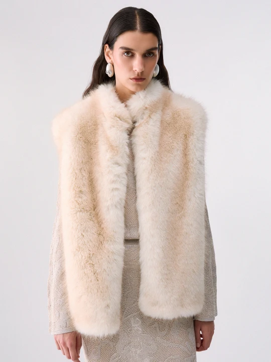 Zdjęcie produktu Liu Jo Faux Fur Vest With Belt Cream